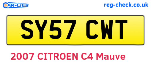 SY57CWT are the vehicle registration plates.
