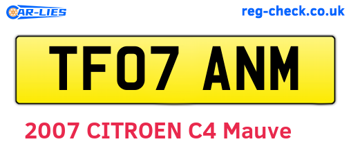 TF07ANM are the vehicle registration plates.
