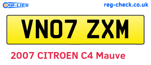 VN07ZXM are the vehicle registration plates.
