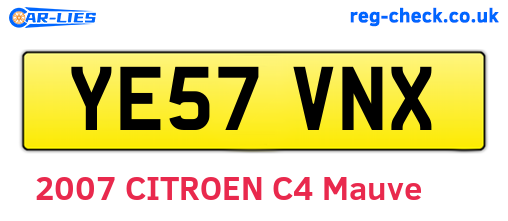 YE57VNX are the vehicle registration plates.