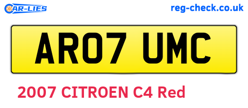 AR07UMC are the vehicle registration plates.