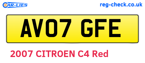 AV07GFE are the vehicle registration plates.
