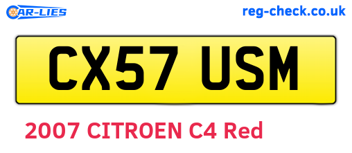 CX57USM are the vehicle registration plates.