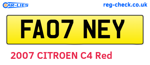 FA07NEY are the vehicle registration plates.
