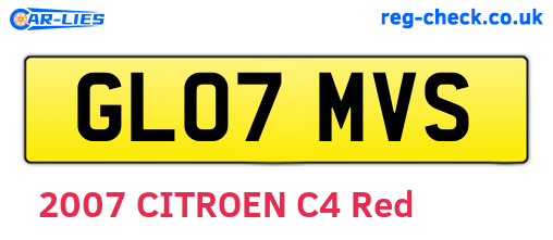 GL07MVS are the vehicle registration plates.