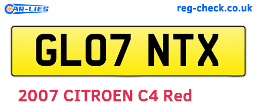 GL07NTX are the vehicle registration plates.