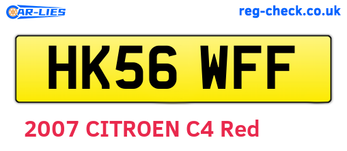 HK56WFF are the vehicle registration plates.