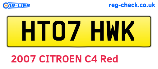 HT07HWK are the vehicle registration plates.