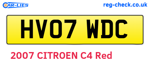 HV07WDC are the vehicle registration plates.