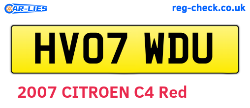 HV07WDU are the vehicle registration plates.