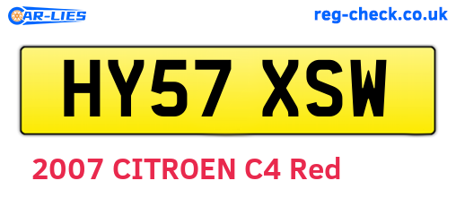 HY57XSW are the vehicle registration plates.