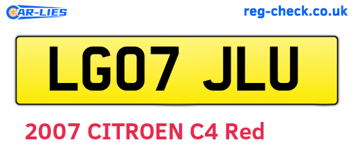 LG07JLU are the vehicle registration plates.