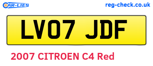 LV07JDF are the vehicle registration plates.