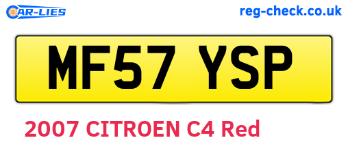 MF57YSP are the vehicle registration plates.