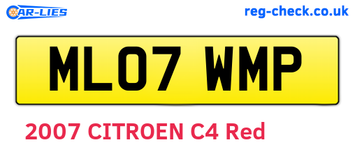 ML07WMP are the vehicle registration plates.