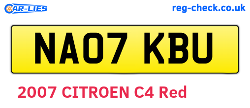 NA07KBU are the vehicle registration plates.