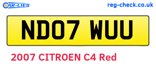 ND07WUU are the vehicle registration plates.