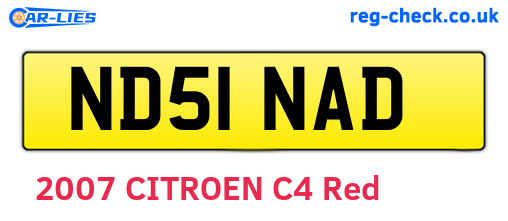 ND51NAD are the vehicle registration plates.