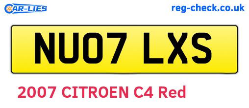 NU07LXS are the vehicle registration plates.