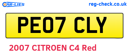 PE07CLY are the vehicle registration plates.