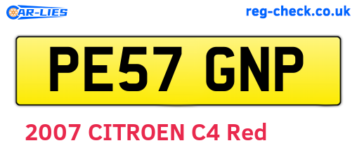 PE57GNP are the vehicle registration plates.