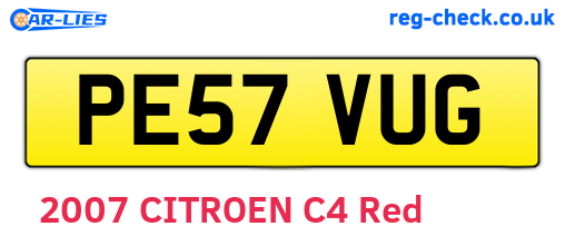 PE57VUG are the vehicle registration plates.