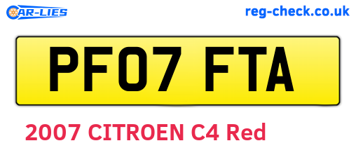 PF07FTA are the vehicle registration plates.