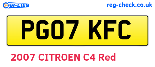 PG07KFC are the vehicle registration plates.