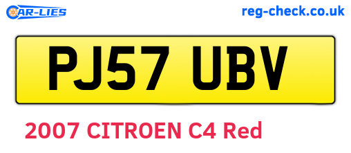 PJ57UBV are the vehicle registration plates.