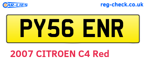 PY56ENR are the vehicle registration plates.