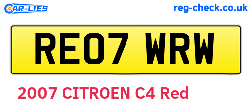 RE07WRW are the vehicle registration plates.