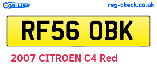 RF56OBK are the vehicle registration plates.