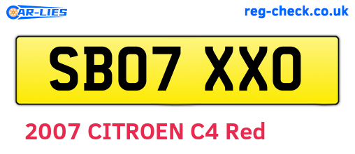 SB07XXO are the vehicle registration plates.