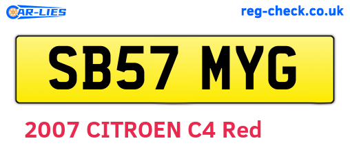 SB57MYG are the vehicle registration plates.