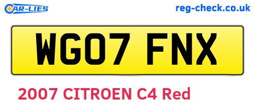 WG07FNX are the vehicle registration plates.