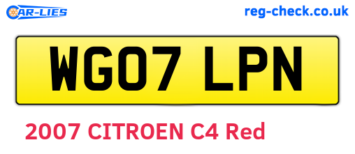 WG07LPN are the vehicle registration plates.