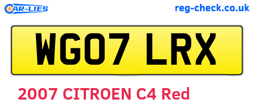 WG07LRX are the vehicle registration plates.
