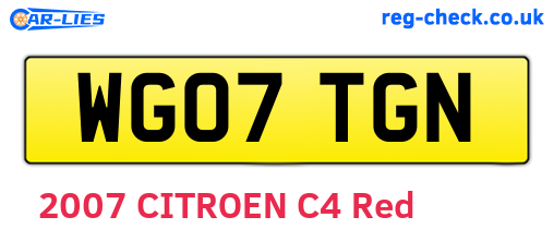 WG07TGN are the vehicle registration plates.