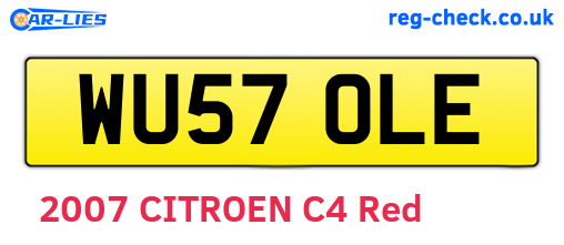 WU57OLE are the vehicle registration plates.