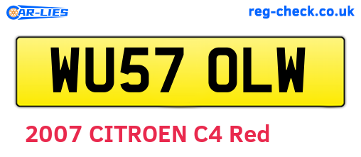 WU57OLW are the vehicle registration plates.