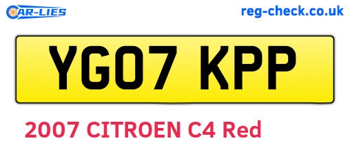 YG07KPP are the vehicle registration plates.