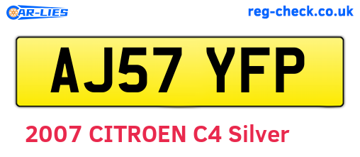 AJ57YFP are the vehicle registration plates.