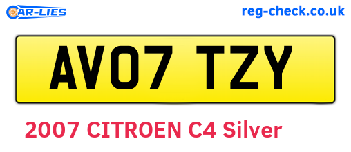 AV07TZY are the vehicle registration plates.