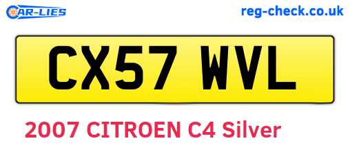 CX57WVL are the vehicle registration plates.