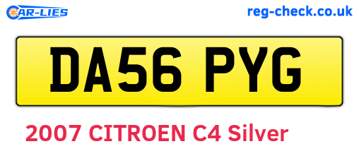 DA56PYG are the vehicle registration plates.