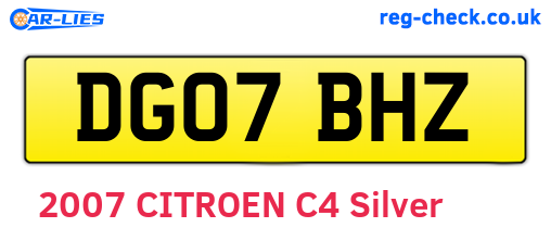 DG07BHZ are the vehicle registration plates.
