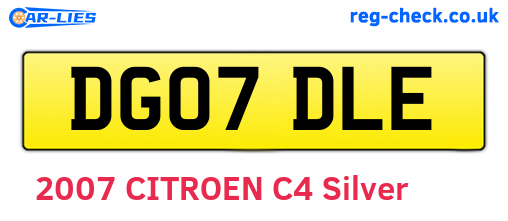 DG07DLE are the vehicle registration plates.