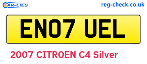 EN07UEL are the vehicle registration plates.