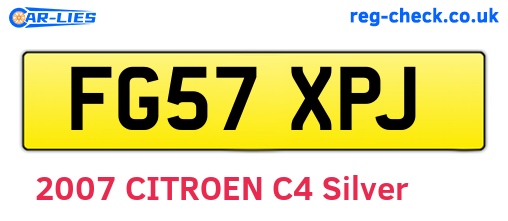 FG57XPJ are the vehicle registration plates.
