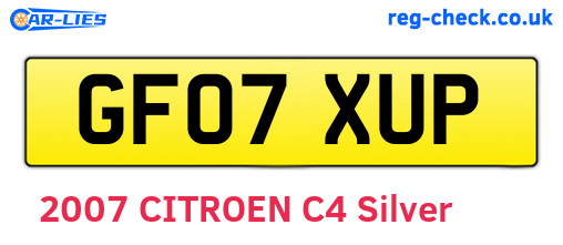 GF07XUP are the vehicle registration plates.